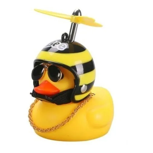 Pato Hule fachero con casco decora moto Auto patito Coche