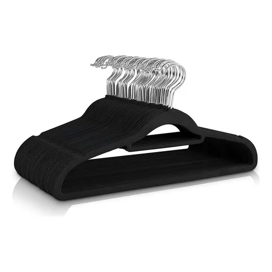 Colgadores de ropa Casatua set 50 terciopelo antideslizante preto