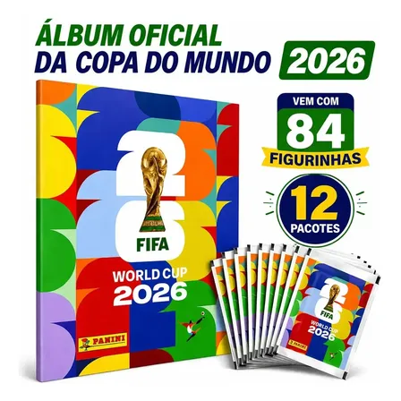 Kit Àlbum Copa Do Mundo Fifa 2026 + 12 Envelopes Figurinhas Capa Mole