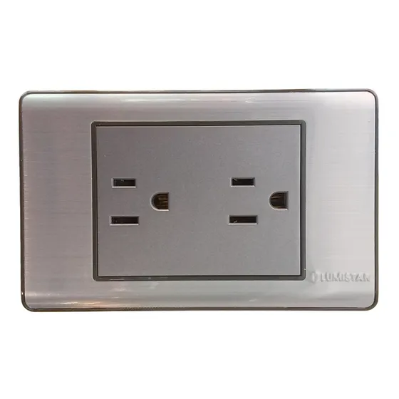 Toma Corriente Doble Elite Plata 127/250v 15a Lumistar