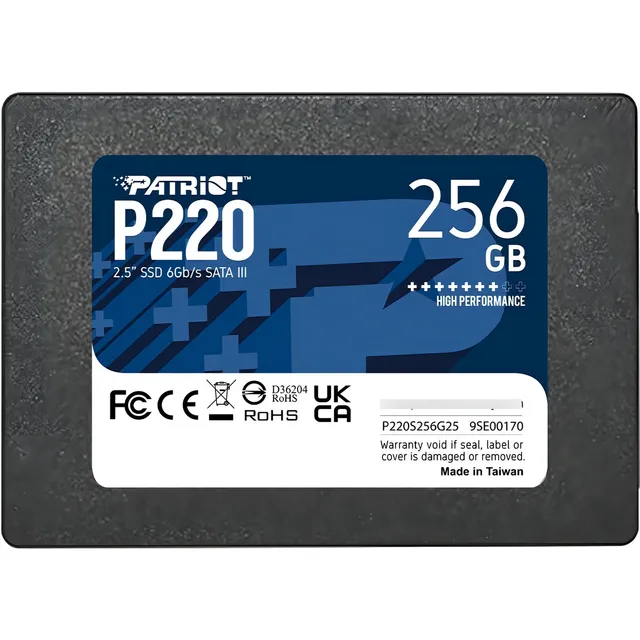 DISCO SOLIDO SSD INTERNO PATRIOT P220 256GB 2,5 SATA 3 COLOR NEGRO