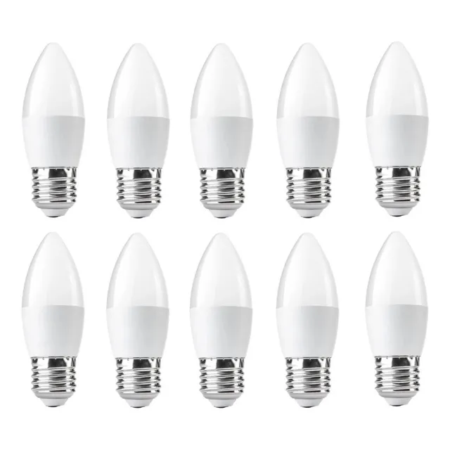 Pack X10 Foco Led 5w Vela Luz Blanca Fria Base E27 Unilux