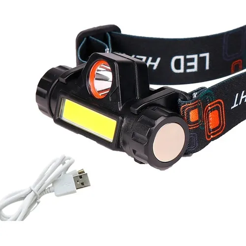 Linterna Minera Led Cree Q5 Cob Recargable Usb 5v Imán Color de la linterna Negro Color de la luz Blanco