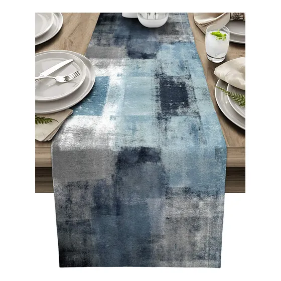 Camino Mesa Comedor Azul Marino 36  Largo Diseño Abstracto