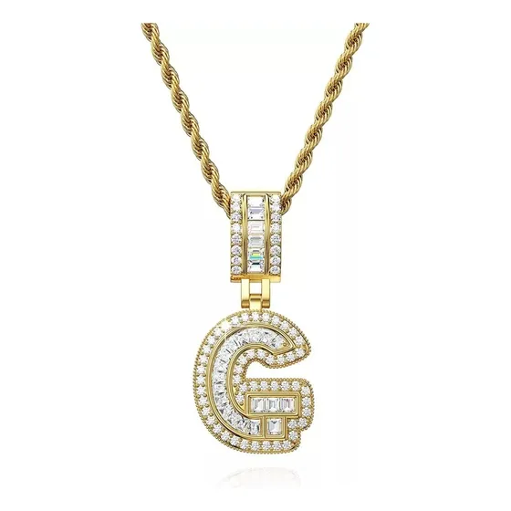 Fino Collar Letra Inicial Swarovski Oro 14k Lam Cadena Regal