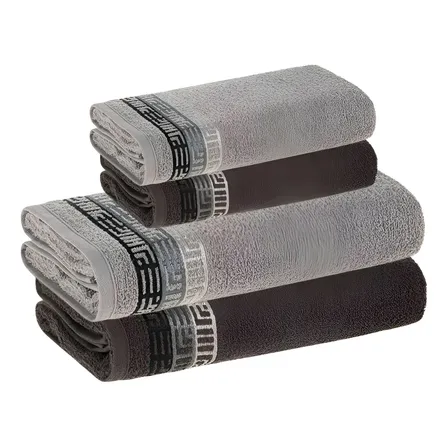 Jogo De Toalhas 4 Pçs Fio Cardado 100% Algodão Bosco Karsten Cinza Bosco