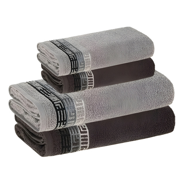 Jogo De Toalhas Karsten Fio Cardado 100% Algodão Bosco Cinza - 4 Peças