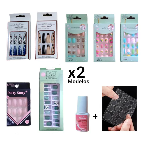 Uñas Press On Decoradas Manicure Uñas Express Postizas 