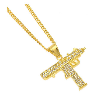 Cadena Cubana Con Colgante De Diamantes De Color Dorado Para Cadena Cubana Con Colgante De Diamantes De Color Dorado Para