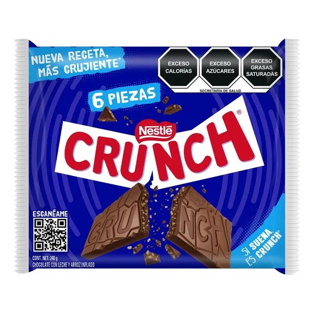 Nestlé Crunch Chocolate con Leche y Arroz Inflado 6pz 240gr