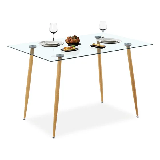 Mesa de Comedor Rectangular de Cristal Templado Diseño Moderno y Elegante