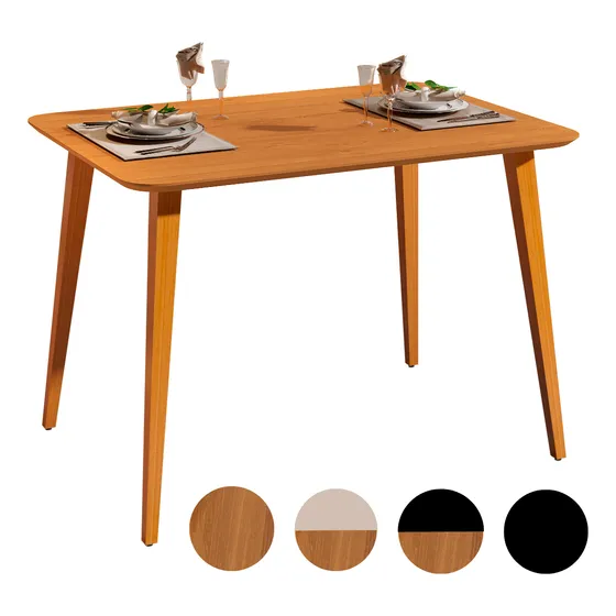Mesa De Jantar 4 Lugares Tampo Mdf 120x80 Pes Madeira Freijo