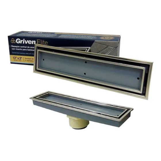 Desague Rejilla Centro Piso 12x3 Rectangular Griven Elite  2