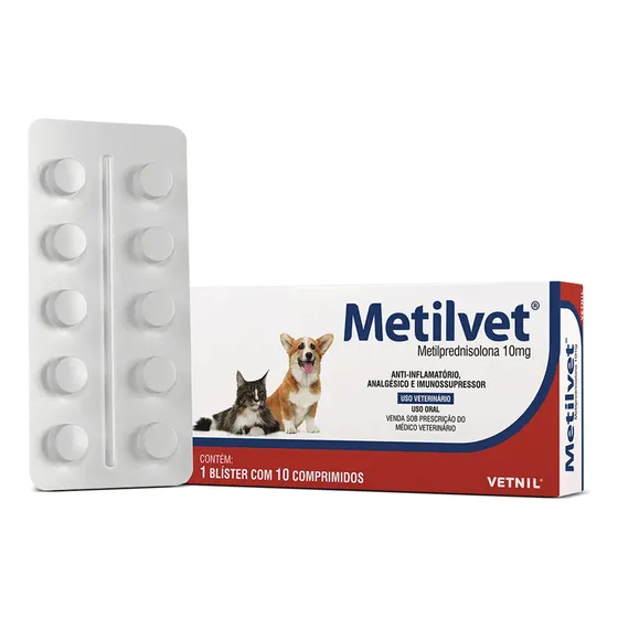 Metilvet 10 Mg - 10 Comprimidos 10 Mg Cães E Gatos