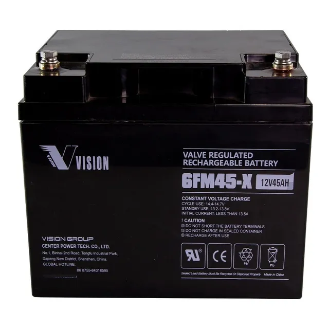 Batería Vision 12v 45ah Serie Fm Para Usar Con Panel Solar