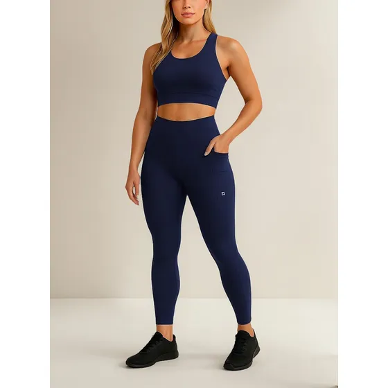 Conj Blackout Top E Calça Com Bolsos Zero Transparência