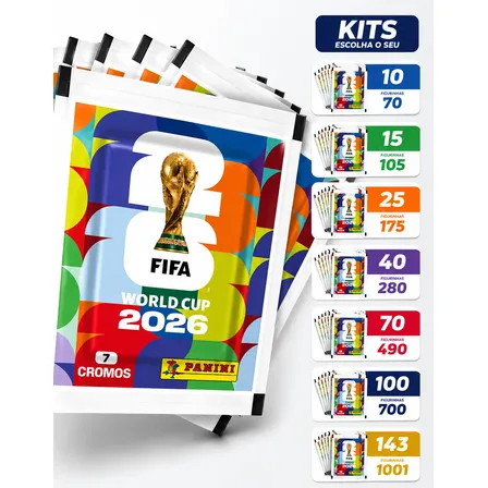 Kit Envelopes Figurinhas Cromo Copa 2026 Panini Oficial Fifa 490 Figurinhas 70 Envelopes