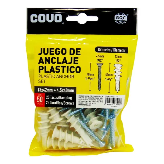 Tornillo Con Ramplug Especial P/drywall  4,5x40mm50pzs Covo