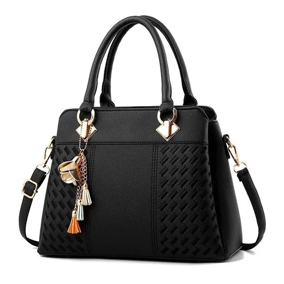 Cartera Zavana Mykonos Diseño Liso De Símil Cuero Black Color de la correa de hombro Negro