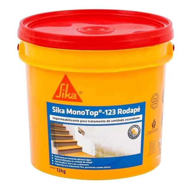 Massa Corrida Impermeåvel Monotop 123 Rodapé 12kg Sika Massa Corrida Impermeåvel Monotop 123 Rodapé 12kg Sika
