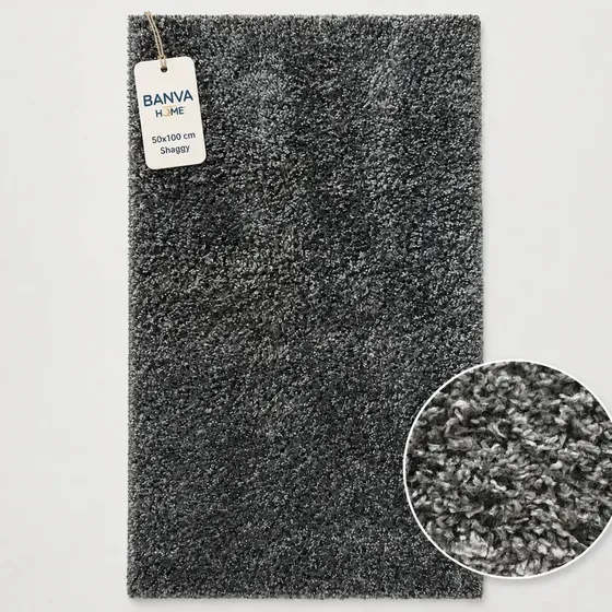 Alfombra Shaggy Peludita Suave Diseno Gris Marengo Pasillo Dormitorio Living 100x50 Decorativa Rectangular