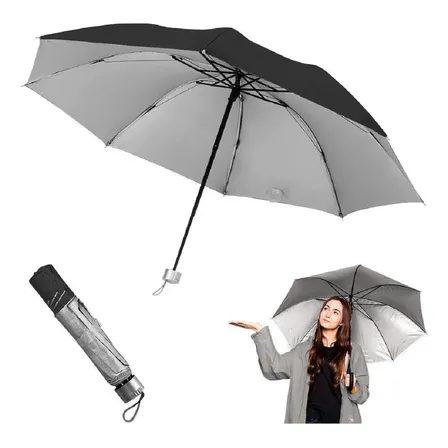 Paraguas Retráctil Plegable De Bolsillo Marin Color Negro Sombrilla Compacta Antilluvia Uv Paragua Portátil Unisex Paraguas Liviano Para Viaje Mochila Cartera Paragua Impermeable Resistente Negro