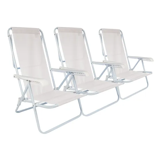 Reposera Sillón X 3 Playa Camping 8 Pos Acero Sannet Mor Ct