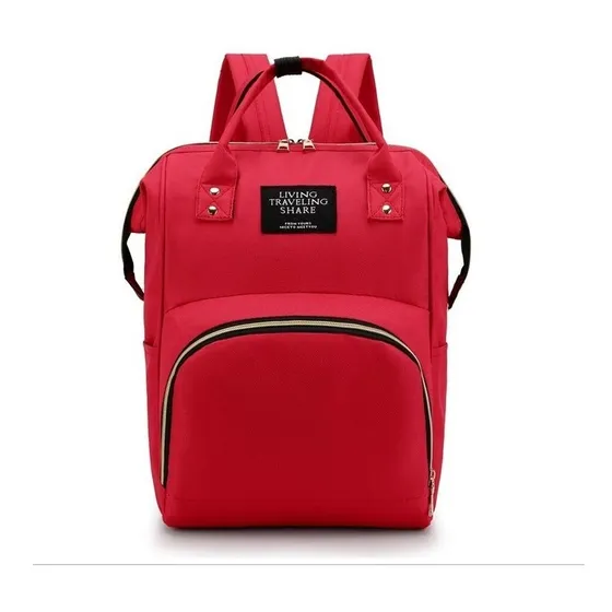 Bolso Mochila Maternal Bebe Resistente Impermeable Madre Color Rojo