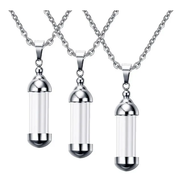 Bn 3 Frascos Vidrio Colgante Collar Cadena Abreble Cápsula