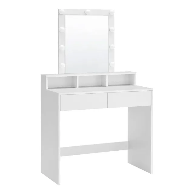 Tocador Con Espejo Y Luces Led Brillo Ajustable Bossa Amelie Color Blanco
