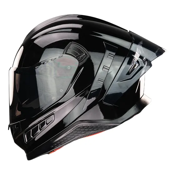 Casco Ekho Kov Para Moto Cerrado Integral Negro Brillante