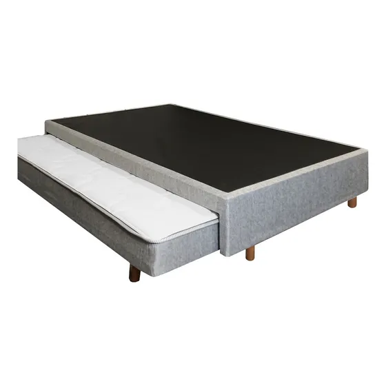 Box Marinera Con Colchón Auxiliar, 1 Plaza Y Media- Ártico Color Gris
