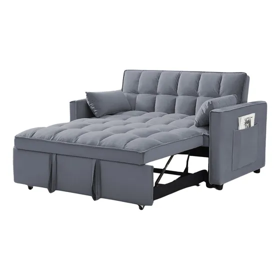 Sofácama Reclinable Convertible Bossa Anders Color Gris Diseño De La Tela Capitonado