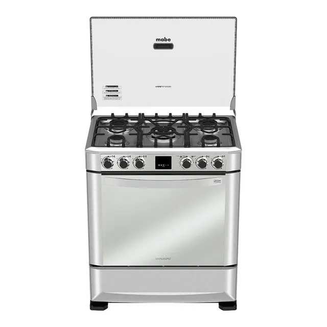 Cocina a Gas 5 Hornillas Mabe Color Acero Inoxidable Plateado CMP7670FX0