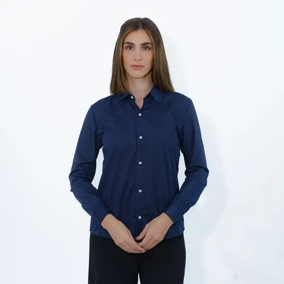 Camisa Mujer Manga Larga Lisa Dama De Vestir Algodon