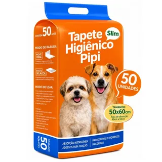Tapete Higiênico Para Cachorro 50 Unidades 50x60cm Com Gel Absorvente Fralda Manta Pet Cão