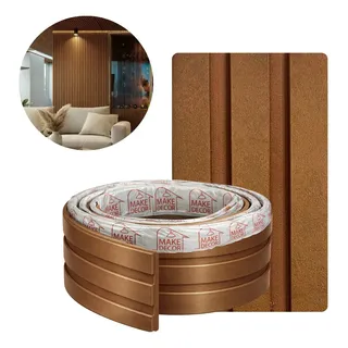 Painel Ripado Nogueira-brilhante Linear Eva Autocolante Madeira Amadeirado 10m Makedecor