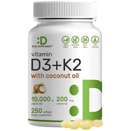 Vitamina D3 10,000 Ui + K2 Mk7 200 Mcg, Infundida Con 6wszx