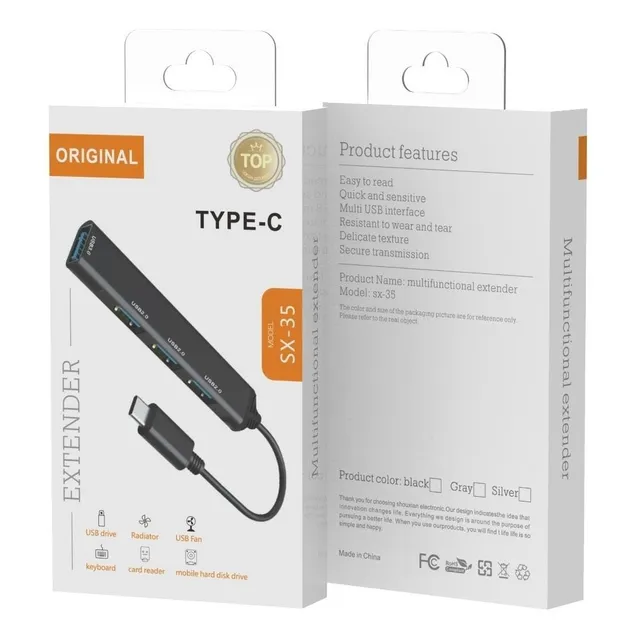 Hub De Conector Usb-c A 3 Puertos Usb 2.0 + 1 Puerto Usb 3.0
