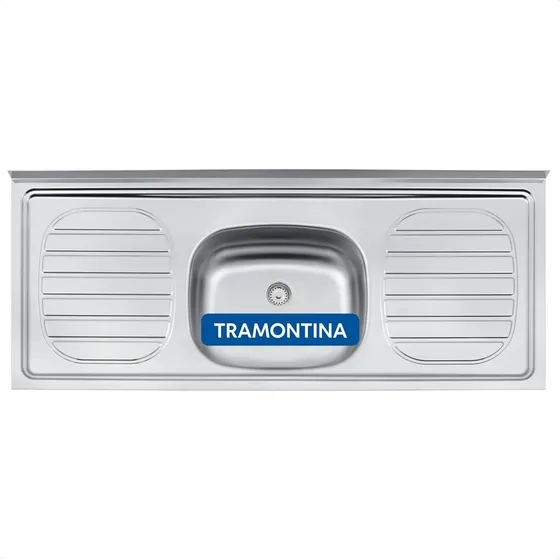 Mesada Con Pileta En Acero Inoxidable Tramontina® 120x50x13 Color Gris