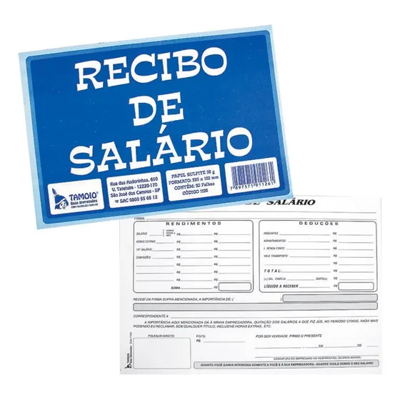 Bloco Recibo De Salário 50 Folhas Tamoio