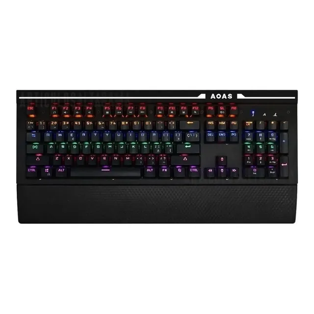 Teclado gamer Aoas QWERTY Tt eSPORTS Plunger inglés US color negro con luz RGB