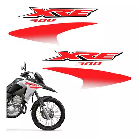 Adesivos Moto Honda Xre 300 2016 Faixa Lateral Com Verniz Cor Vermelho