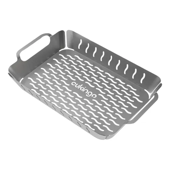 Bandeja Asar Vegetales Apta Parrilla Acero Inox Cukingo Grde