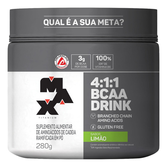 4:1:1 Bcaa Drink 280g Max Titanium Sabor Limão 4:1:1 Bcaa Drink 280g Max Titanium Sabor Limão