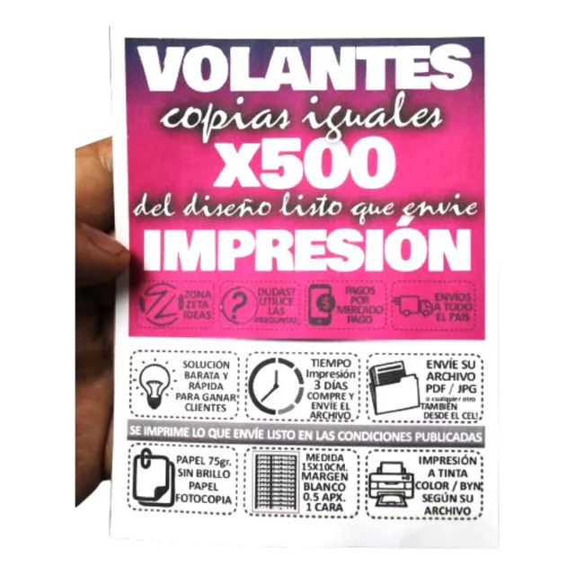 Volante Folletos Económico 10x15cm Todo Color 500 Copias Zzi