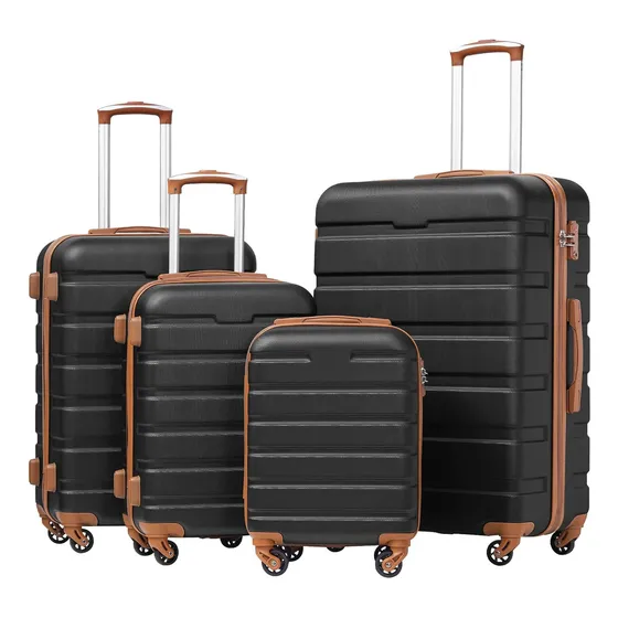 Maletas Coolife 4 Piezas Spinner Hardshell Con Cerradura Tsa