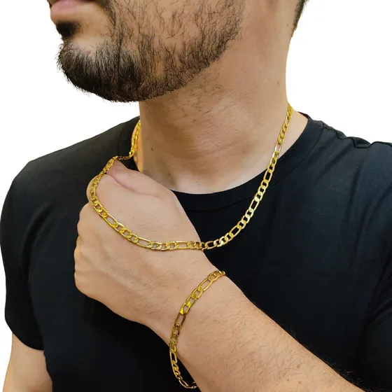 Corrente Cordão 7mm Em Tungstênio Não Descasca + Pulseira