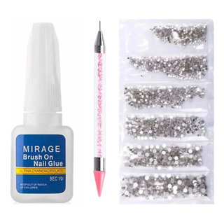 Kit Strass Decoração + Cola Para Unhas + Caneta Pega Pedra Kit Strass Decoração + Cola Para Unhas + Caneta Pega Pedra