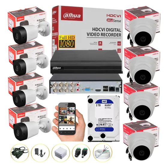 Cámaras De Seguridad Kit Cctv 1080p Dahua Dvr 8ch+8 Cámaras